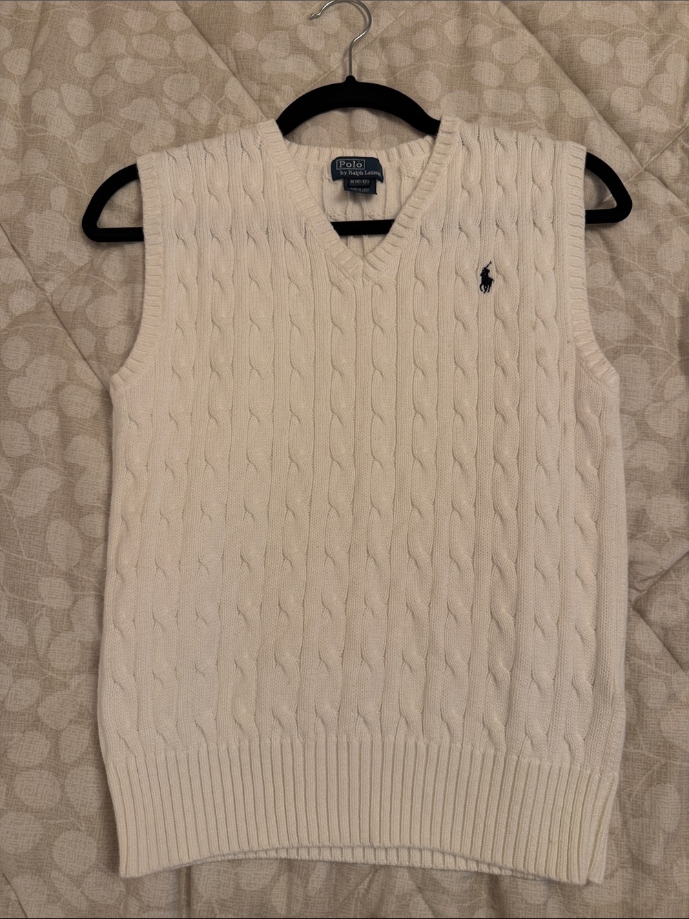 Polo by Ralph Lauren Cream Cable Knit V-Neck Sweater Vest